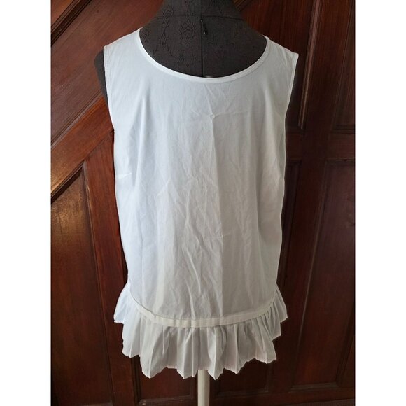 J jill XS White Shirt Collection Pleated Hem Tank Top Sleeveless - Picture 1 of 8